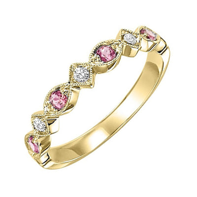 14Kt Yellow Gold Diamond 1/20Ctw & Syn Alexandrite 1/6Ctw Ring