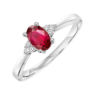 10Kt White Gold Diamond 1/20Ctw & Ruby 1/2Ctw Ring
