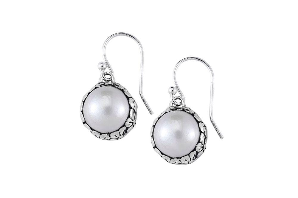 Gunung Earrings- White Mabe Pearl