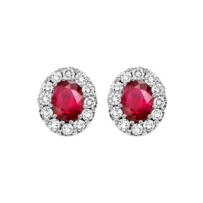 14Kt White Gold Diamond 1/5Ctw & Ruby 1 1/3Ctw Earring