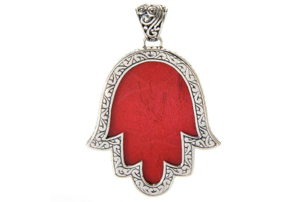 Hamsa Reef Pendant- Coral