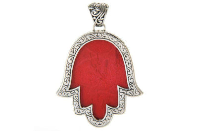 Hamsa Reef Pendant- Coral
