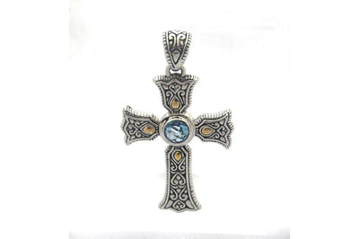 Ireland Cross Pendant- Blue Topaz