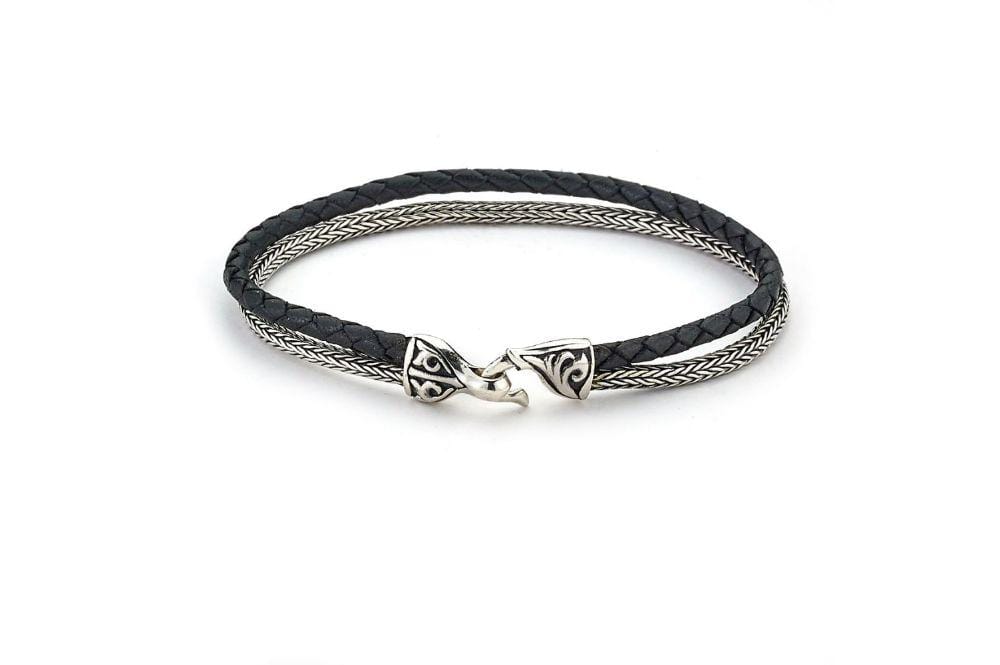 Latitude Bracelet- Black Leather