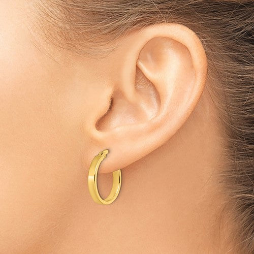 14K Yellow Gold Polished Hoop Earrings