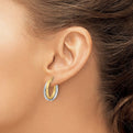 14K Two-Tone Gold Polished & Textured Bypass Hoop Earrings