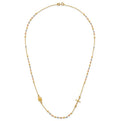 14k Tri-Color Polished Sideways Cross Beaded Rosary Necklace