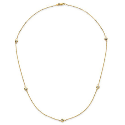 14K Two-Tone Gold Polished Diamond Cut Necklace