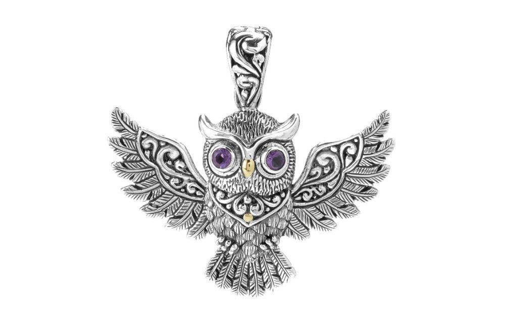 Owl Pendant- Amethyst