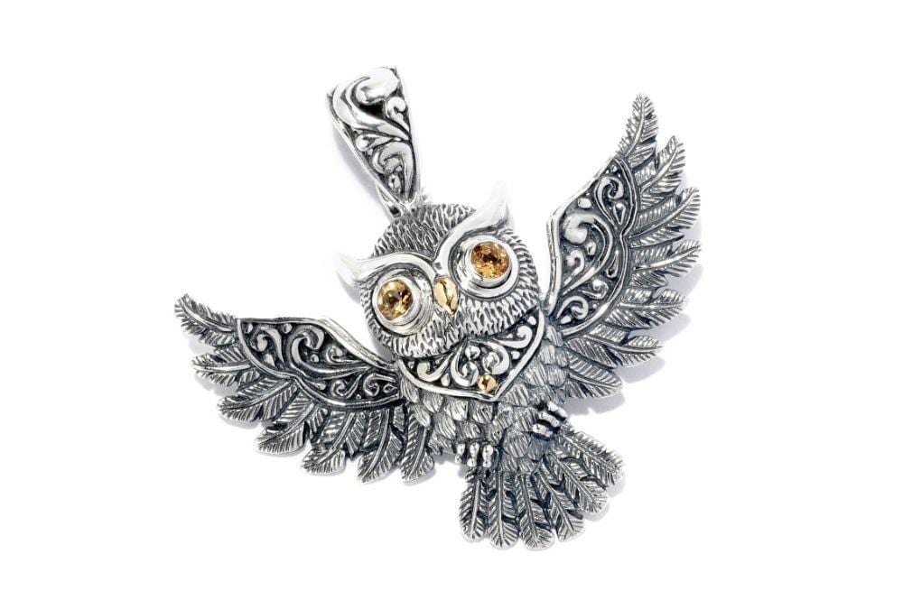 Owl Pendant- Citrine