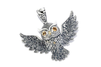 Owl Pendant- Citrine