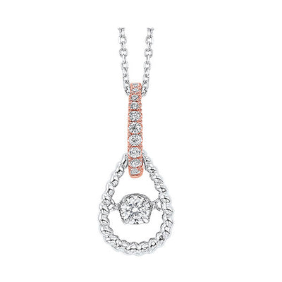 10Kt White Rose Gold Diamond 1/10Ctw Pendant