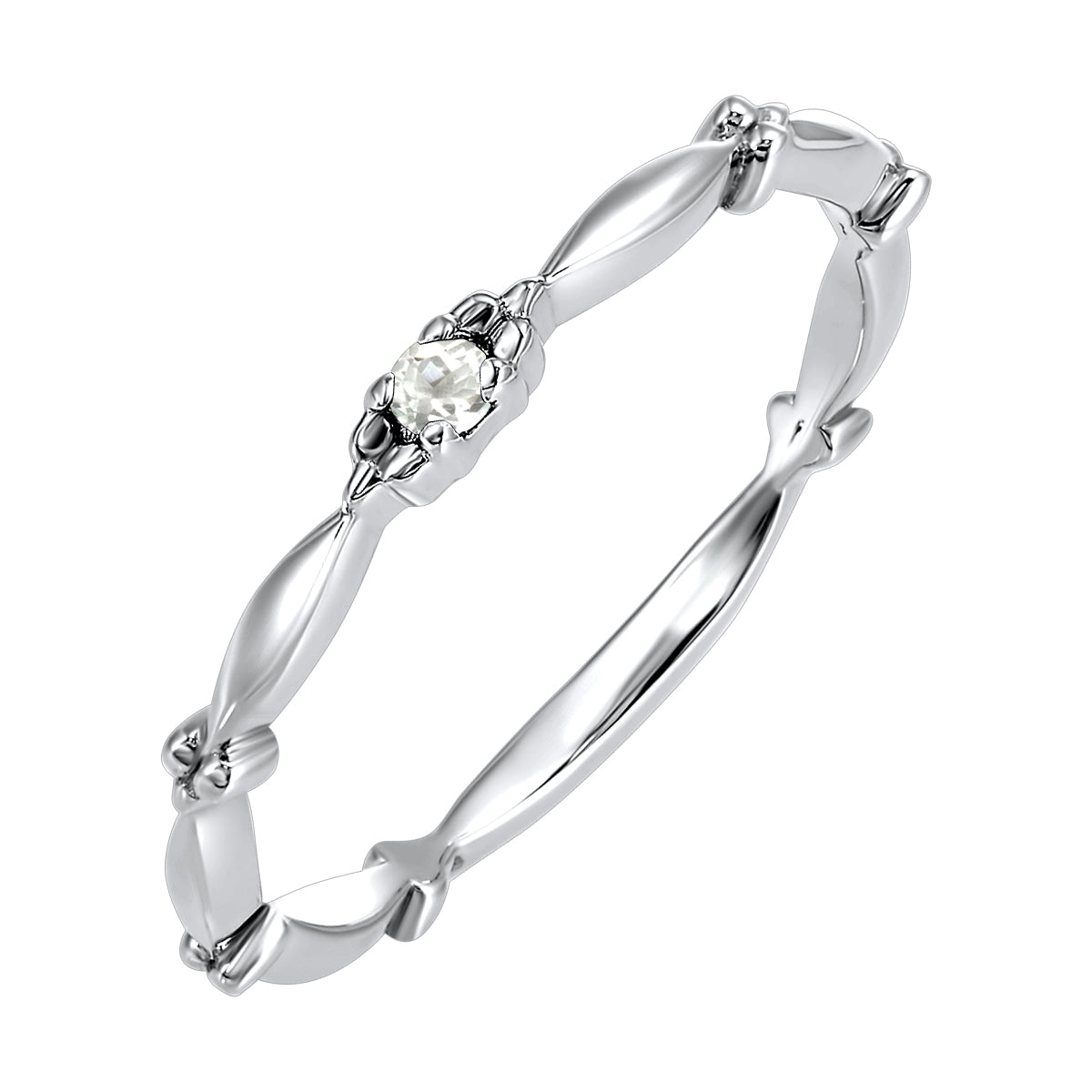 10Kt White Gold WhiteTopaz 1/20Ctw Ring