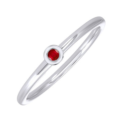 10Kt White Gold Ruby 1/20Ctw Ring