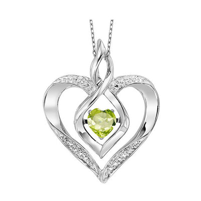 Silver Diamond 1/50CTW & Created Peridot 1/4Ctw Pendant