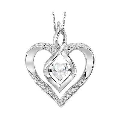 Silver Diamond 1/50Ctw & Created White Topaz 1/4Ctw Pendant