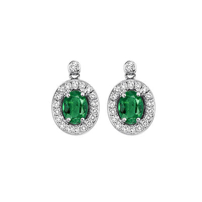 14Kt White Gold Diamond 1/4Ctw & Emerald 7/8Ctw Ring