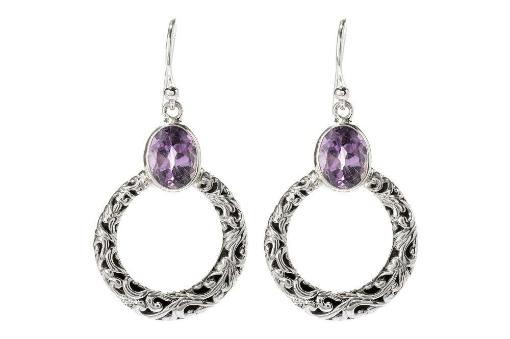 Sacred Circle Earrings- Amethyst