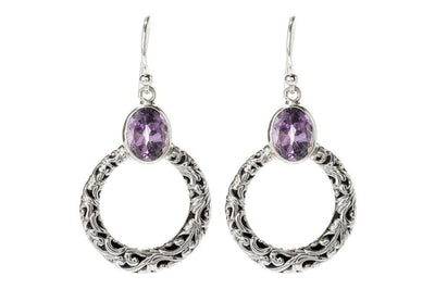 Sacred Circle Earrings- Amethyst