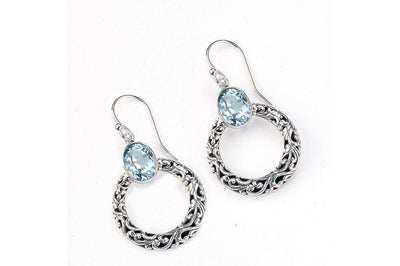Sacred Circle Earrings- Blue Topaz