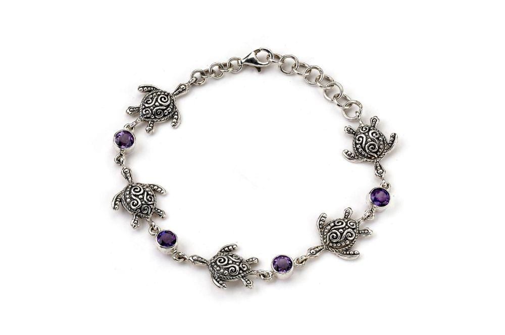 Sea Turtle Strand Bracelet- Amethyst