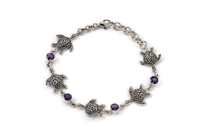 Sea Turtle Strand Bracelet- Amethyst