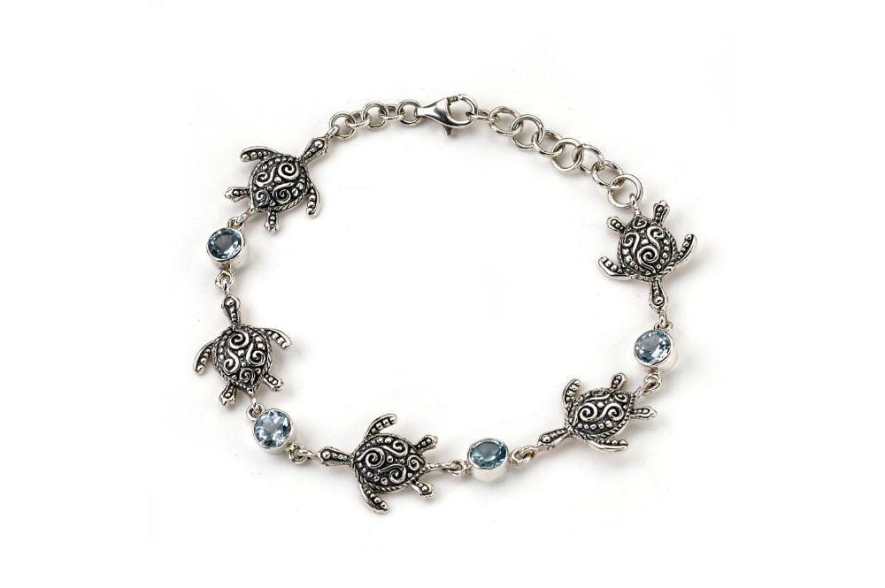 Sea Turtle Strand Bracelet- Blue Topaz