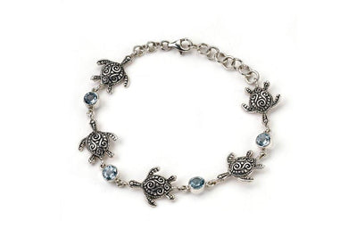 Sea Turtle Strand Bracelet- Blue Topaz