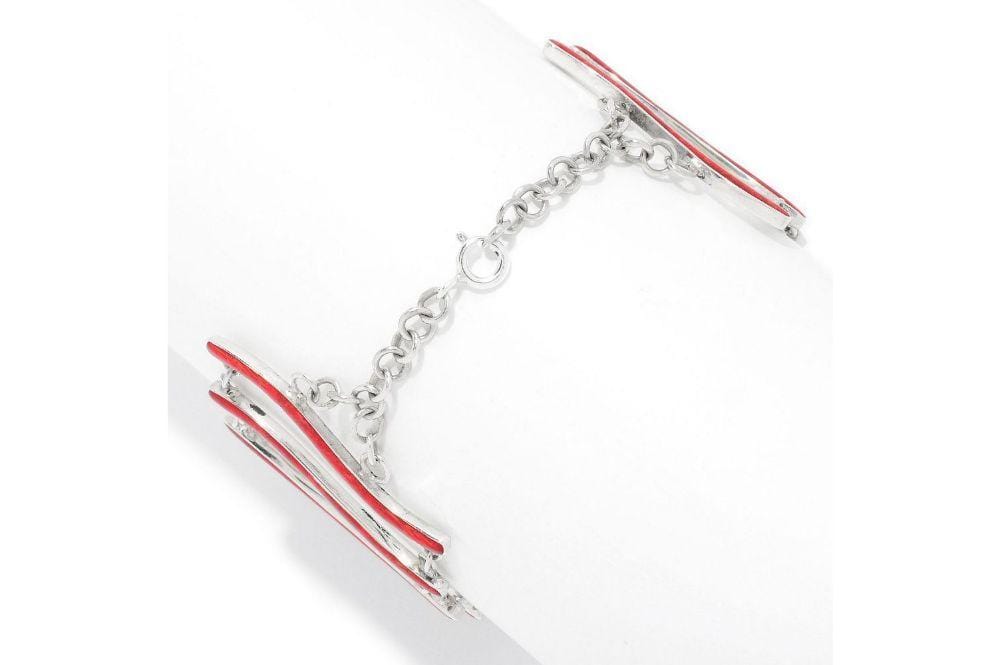 Sterling Staircase Bracelet- Coral