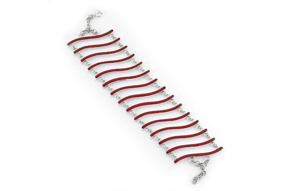 Sterling Staircase Bracelet- Coral