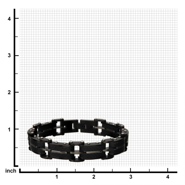 Men's Black Carbon Fiber and Matte Finish ID Link Bracelet