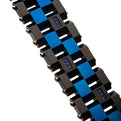 Blue & Black with Blue Diamonds Link Bracelet | INOX