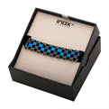 Blue & Black with Blue Diamonds Link Bracelet | INOX